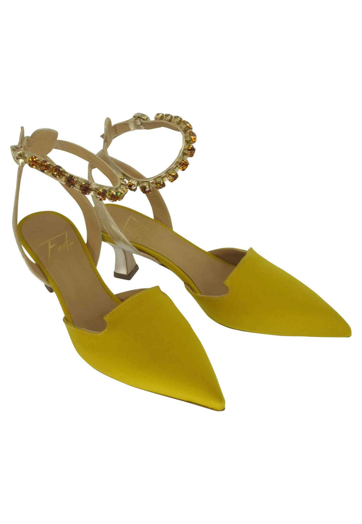 Decollete donna in raso senape con cinturino gioiello alla caviglia ARKAN 008 Festa 