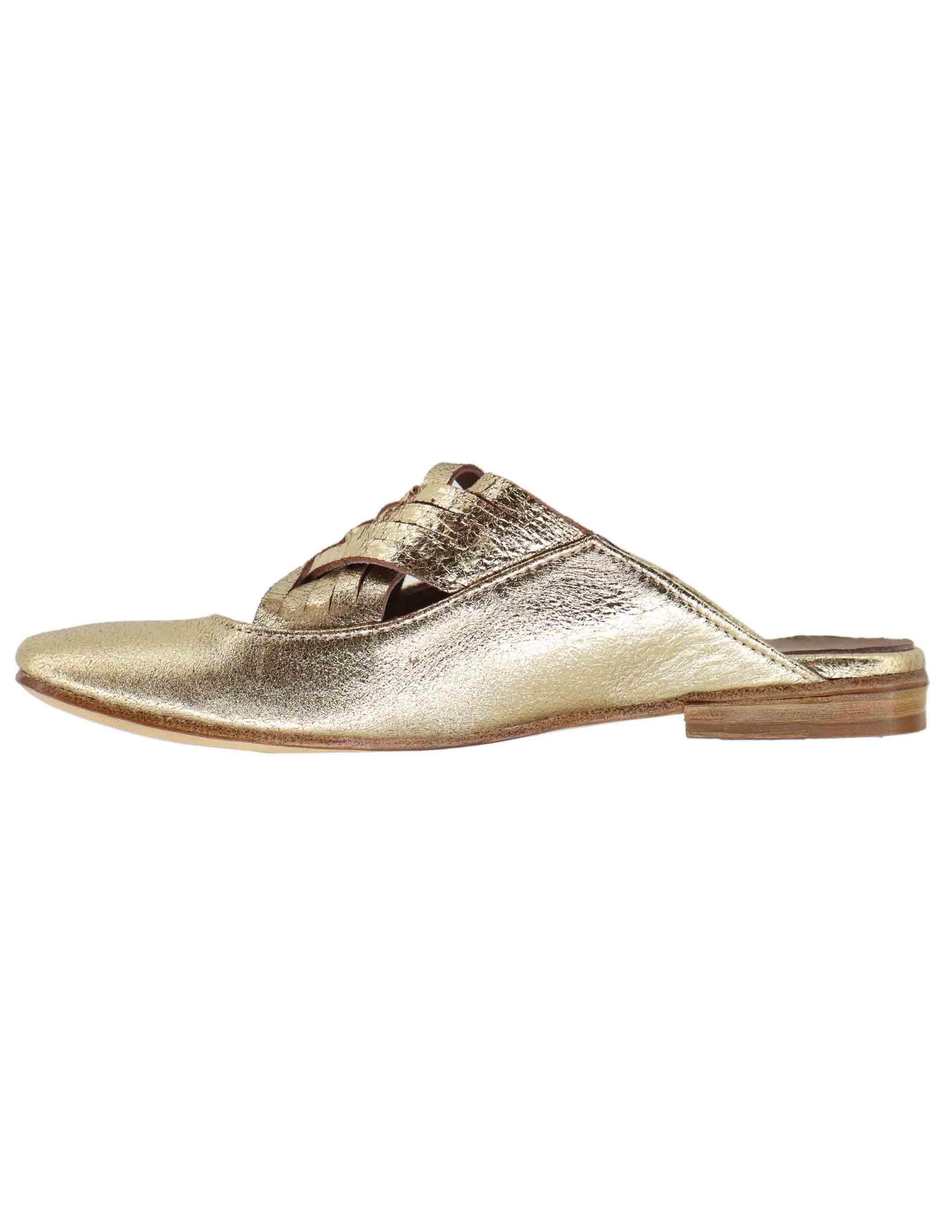 Mule donna in pelle laminta oro tacco basso 514150 075 Kudetà 
