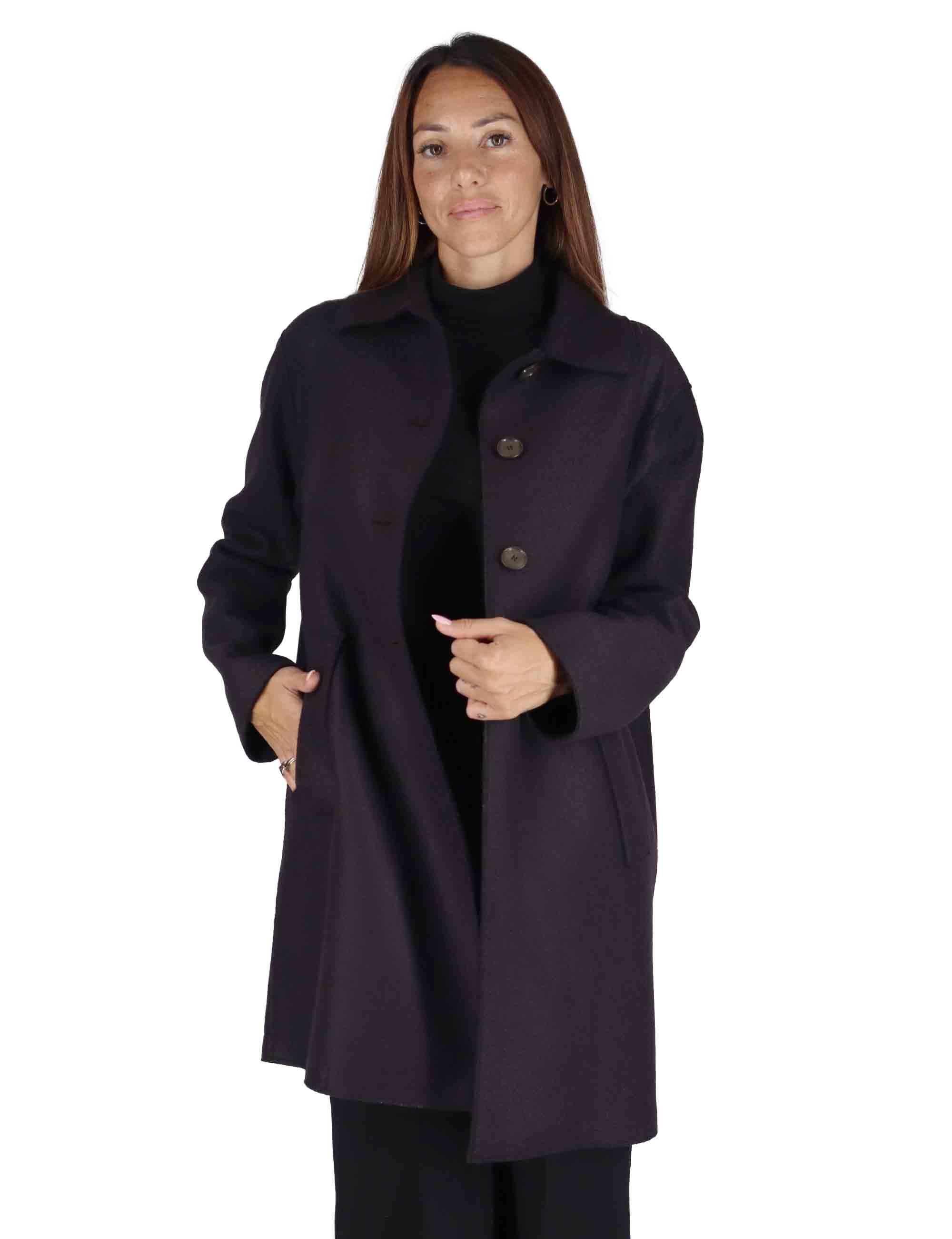 Cappotti Vitalità Donna in Lana Prugna Monopetto 51260026 E062