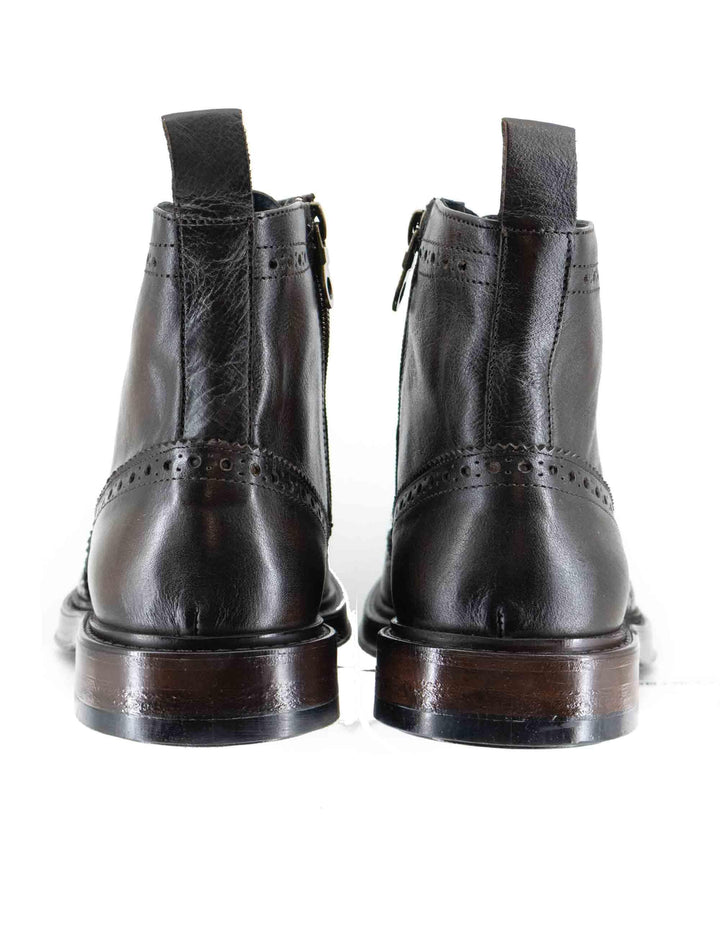 Stivaletti uomo in pelle marrone con impunture all'inglese e suola in gomma SP2268 014 Spatarella 