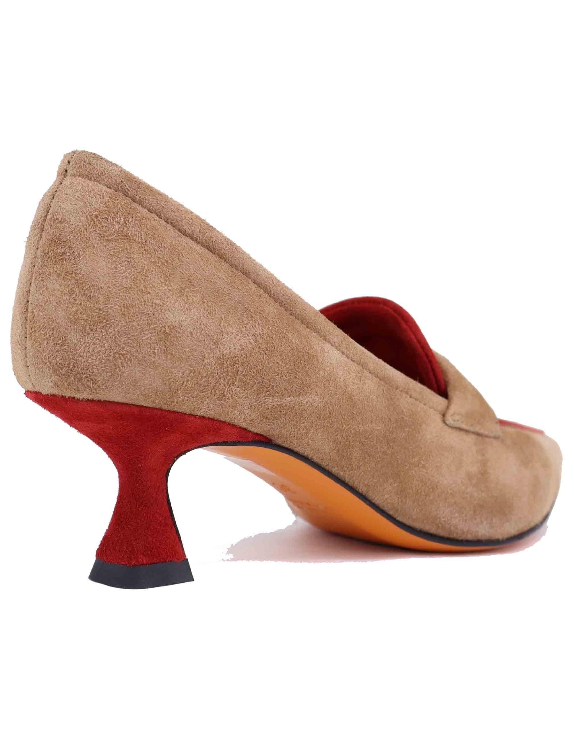 Mocassini donna in camoscio beige con punta a punta SP1077 014 Spatarella 