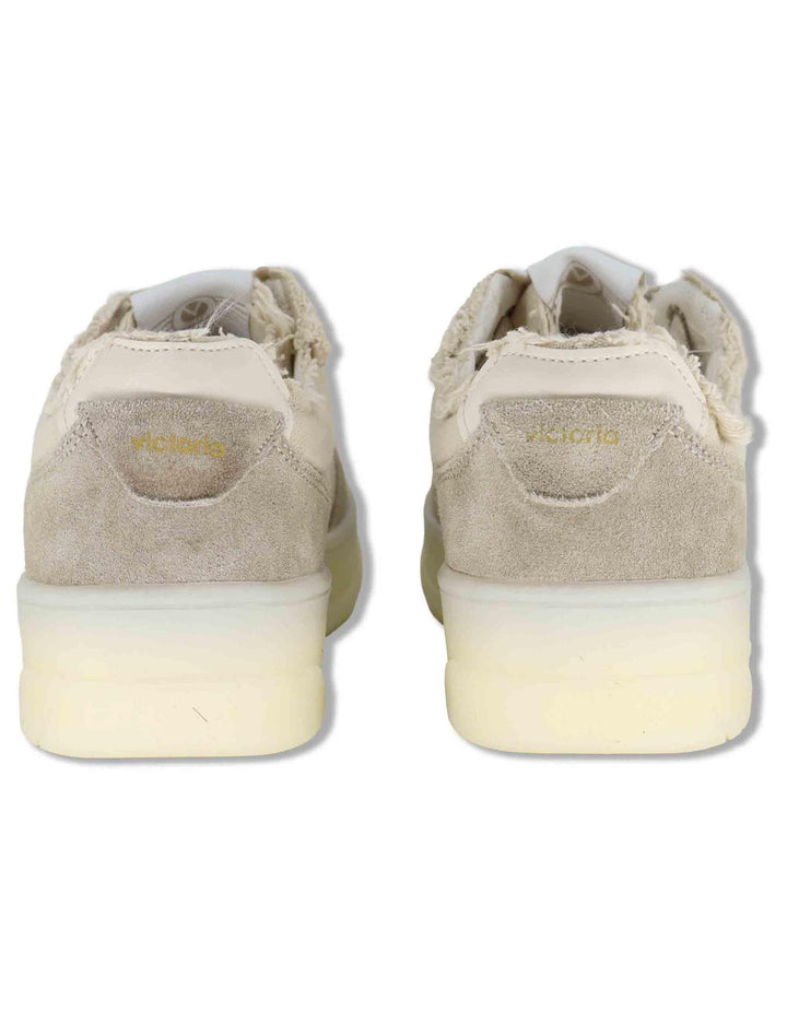 Sneakers donna Seul in tessuto e pelle beige con suola alta 1257146 80_Beige Victoria 