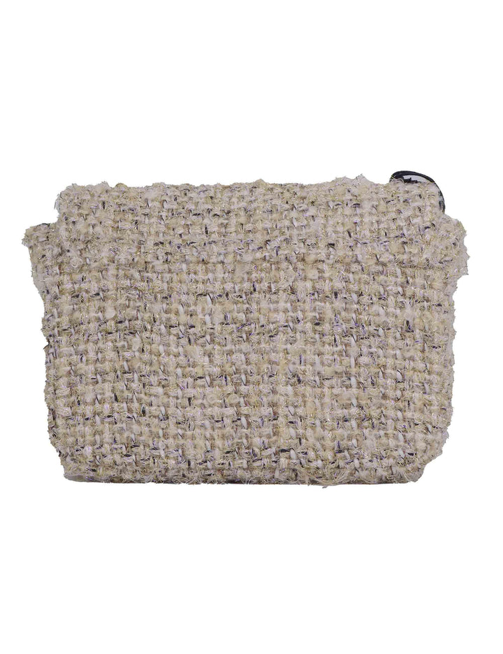 Borse pochette donna in tessuto beige con tracolla oro URIEL LIMEN Kassiopea 