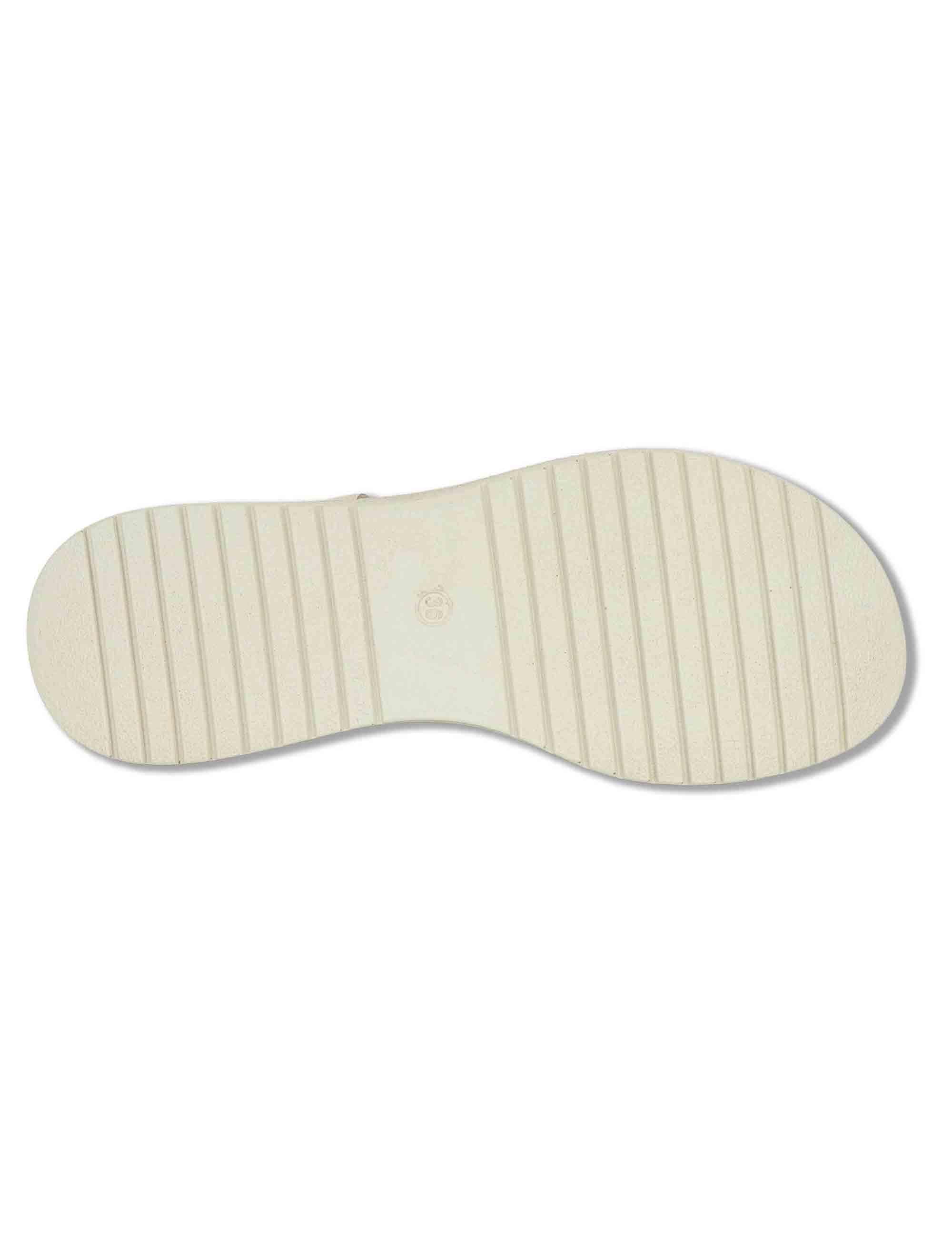 Sandali donna slingback in pelle beige con zeppa e cinturino regolabile SP261354 020 Spatarella 