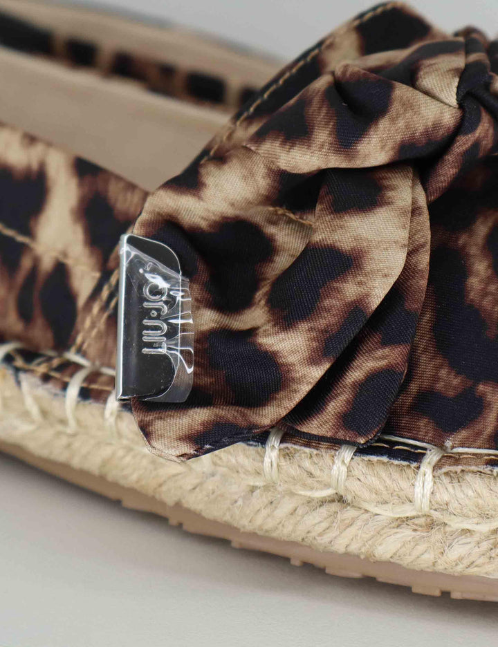 Mocassini donna in tessuto animalier con zeppa in corda e fiocco CAPRI 03 LEOPARD Liu-Jo 