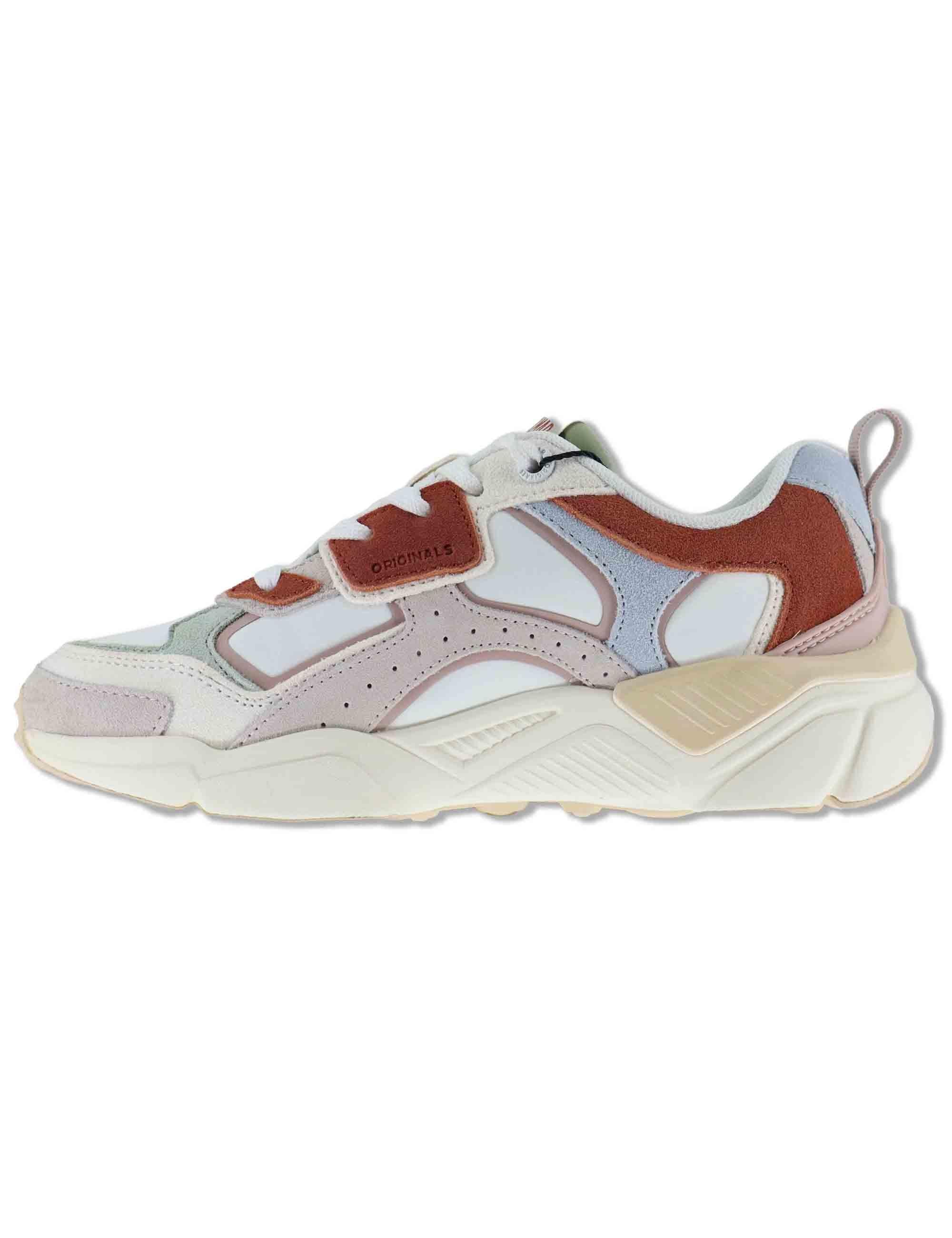 Sneakers donna in pelle e tessuto off white con suola alta GARNER 071 Colmar 