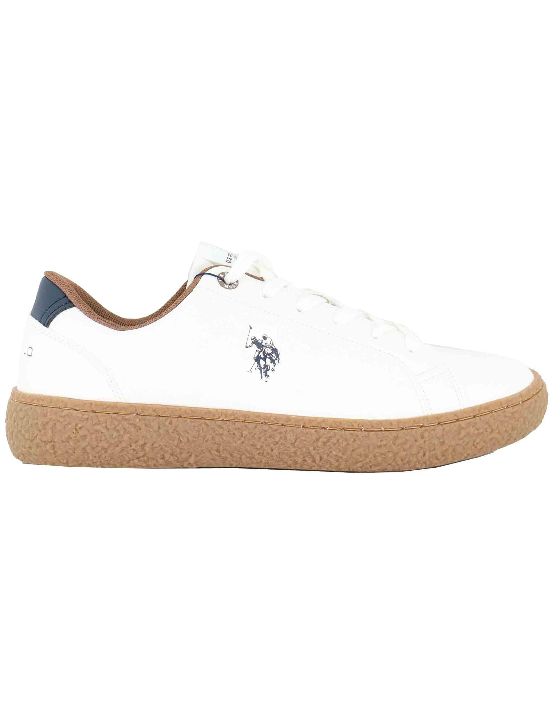 Sneakers uomo in tessuto bianca con logo laterale e suola in contrasto JODIE002 WHI U.S. Polo Assn. 