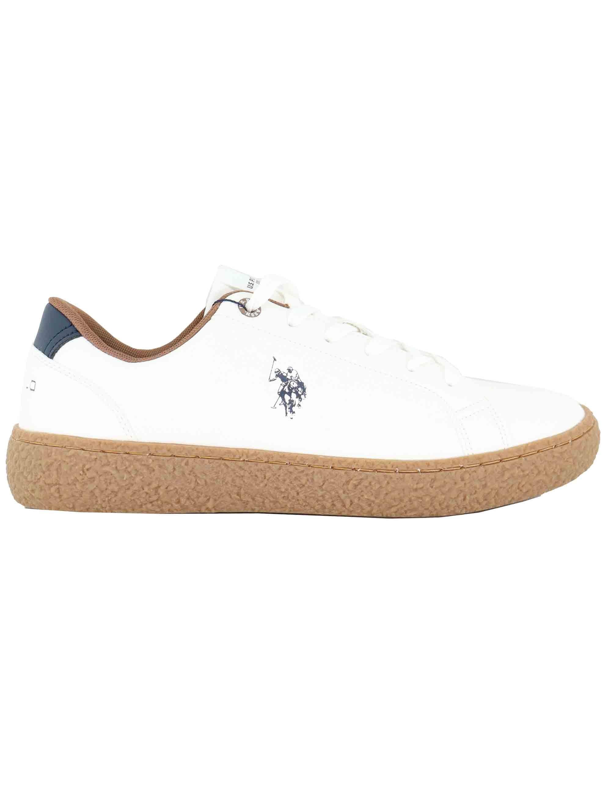 Sneakers uomo in tessuto bianca con logo laterale e suola in contrasto JODIE002 WHI U.S. Polo Assn. 