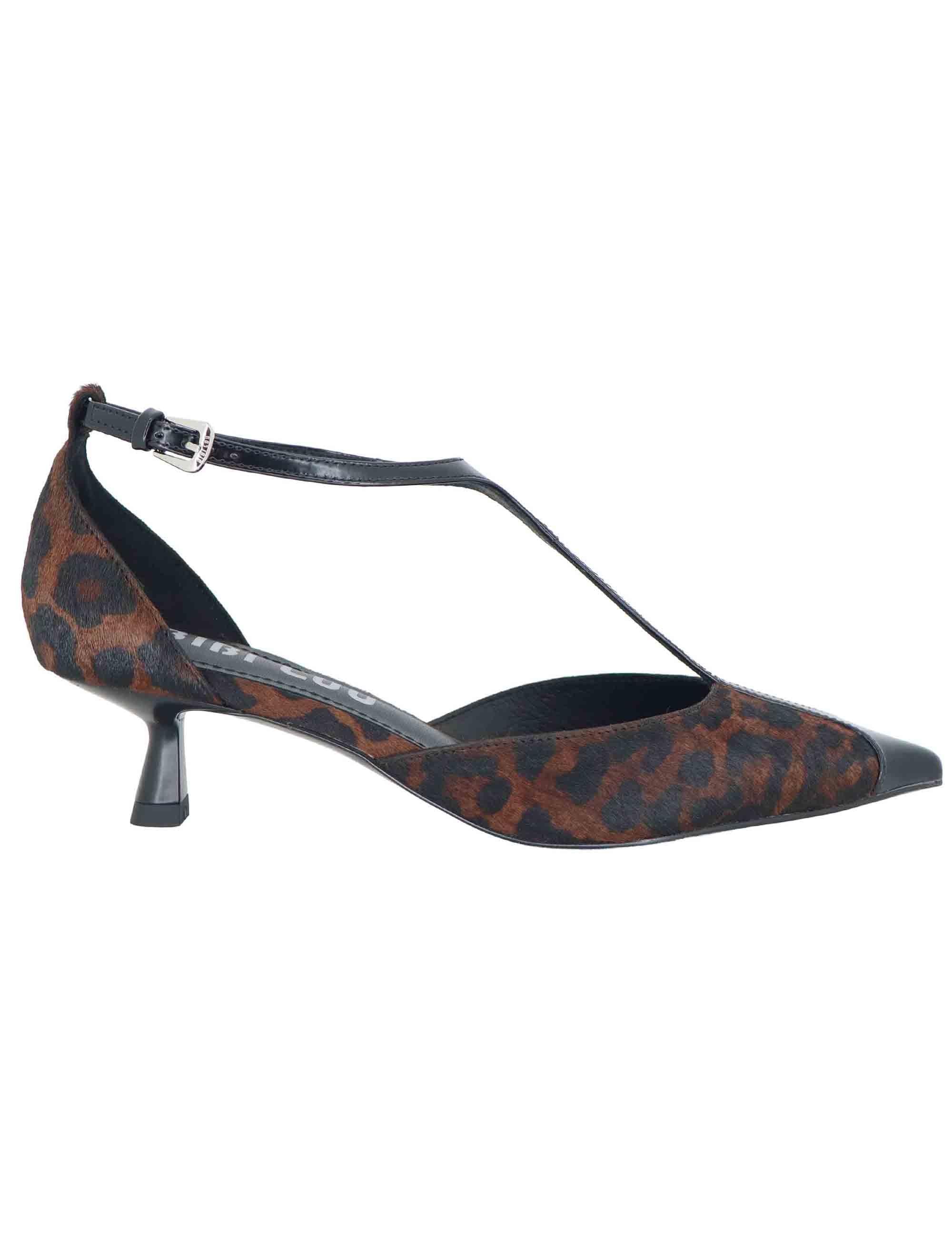Mary Jane donna in pelle animalier con riporti in pelle nera tacco basso 520Z91VK 39 Bibi Lou 