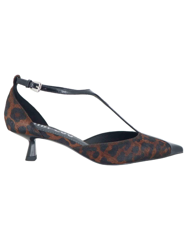 Mary Jane donna in pelle animalier con riporti in pelle nera tacco basso 520Z91VK 39 Bibi Lou 