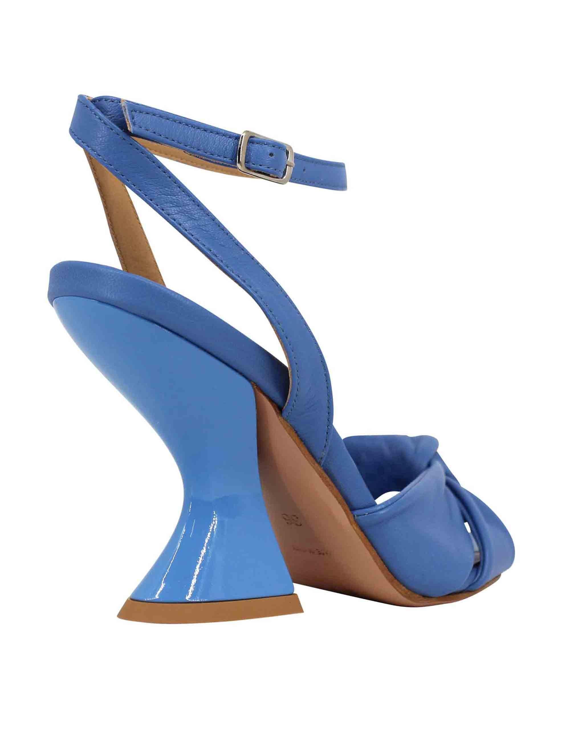 Sandali donna in pelle blu con tacco alto e cinturino alla caviglia SP896 700 Spatarella 