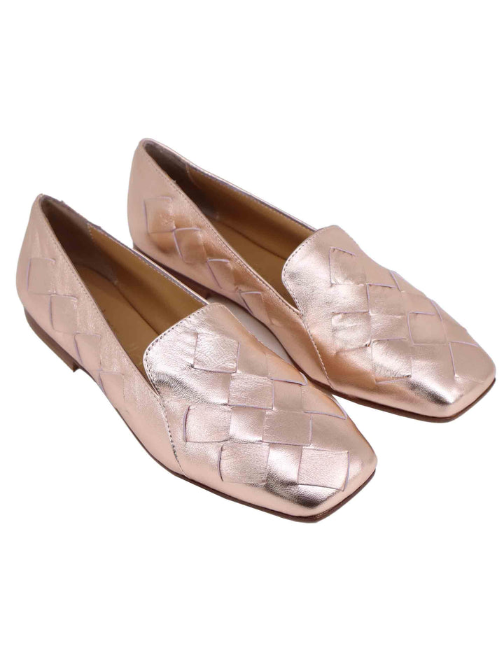 Mocassini donna in pelle rosa laminata intrecciata SP2009 033 Spatarella 