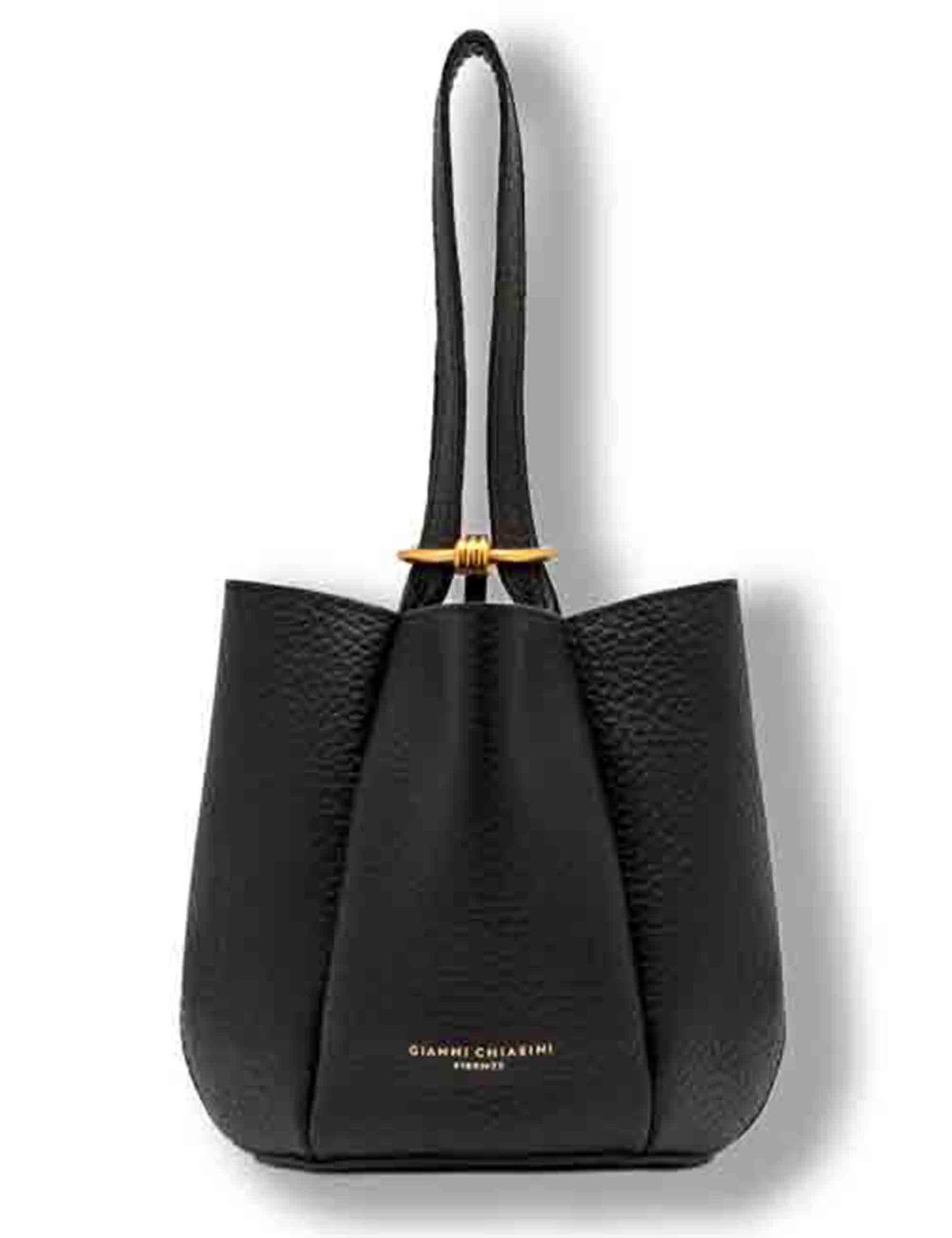 Borse donna Lily Bag in pelle nera con chiusura gioiello e tracolla e manico BS12000 RNGDBL T.U. 001 Gianni Chiarini 
