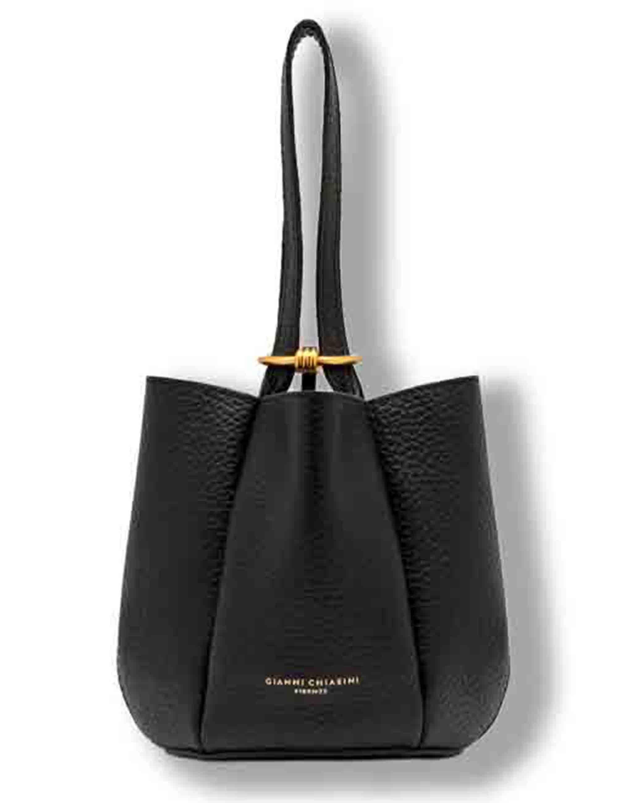 Borse donna Lily Bag in pelle nera con chiusura gioiello e tracolla e manico BS12000 RNGDBL T.U. 001 Gianni Chiarini 