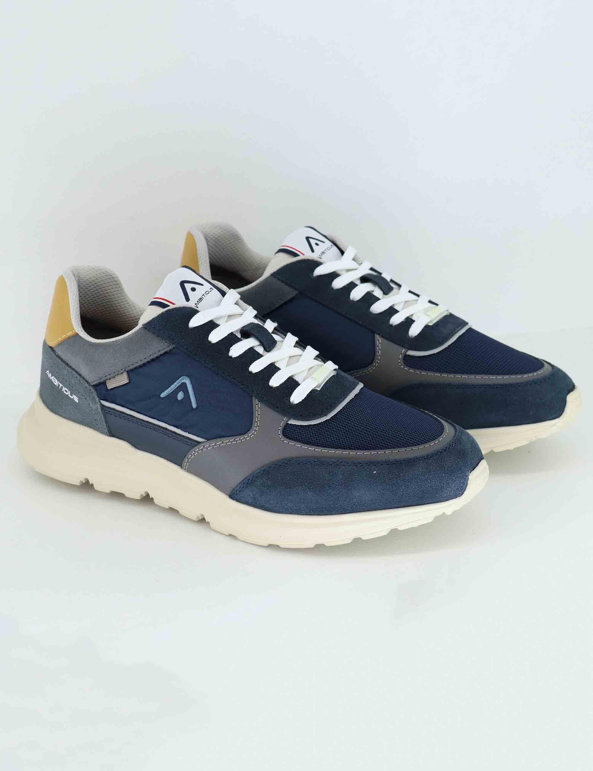 Sneakers uomo Arrow in pelle e tessuto blu 13571E 3509AM Ambitious 