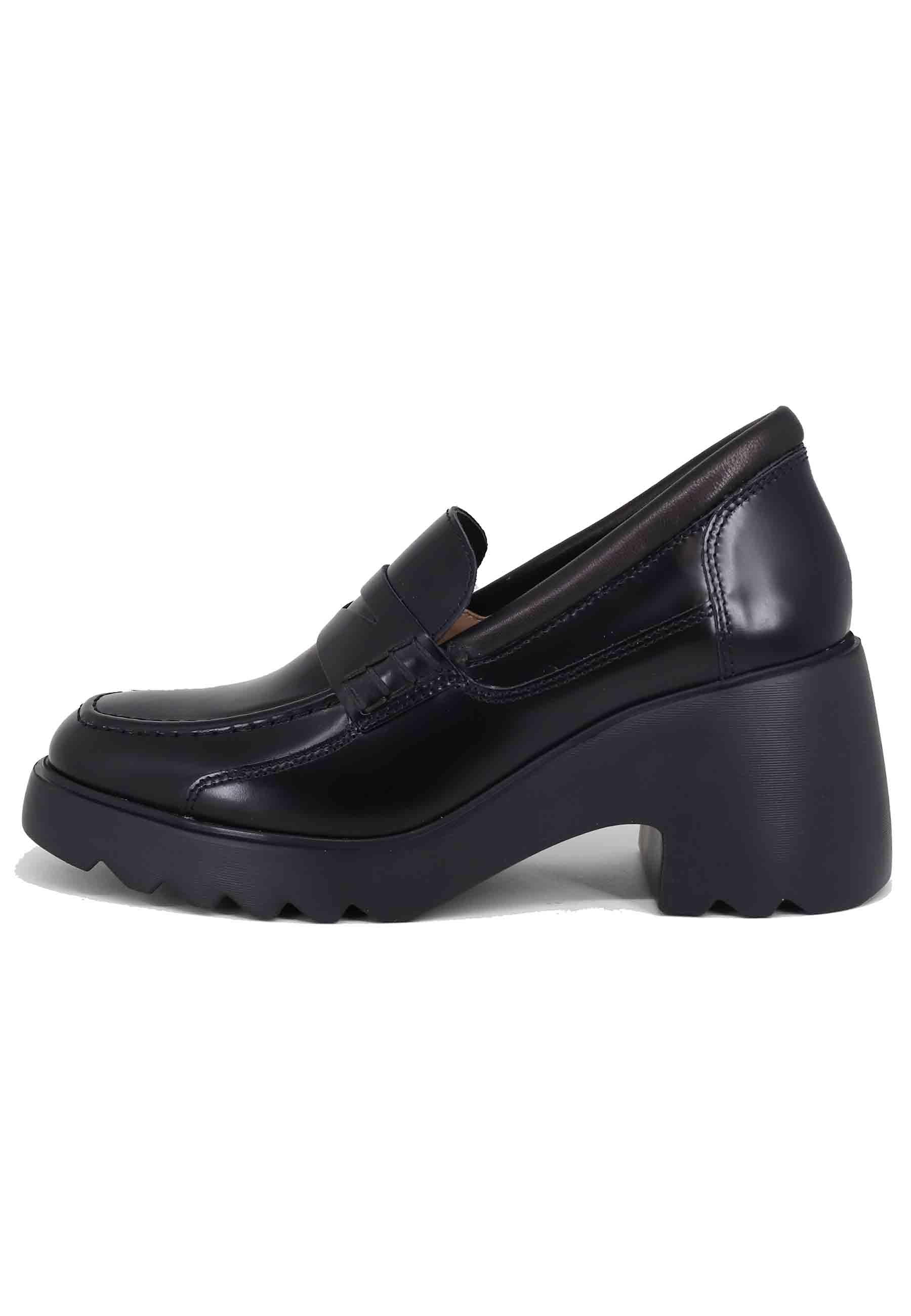 Mocassini donna in pelle nera con suola alta in gomma LAGER NTO BLACK SIVATOBLACK Unisa 