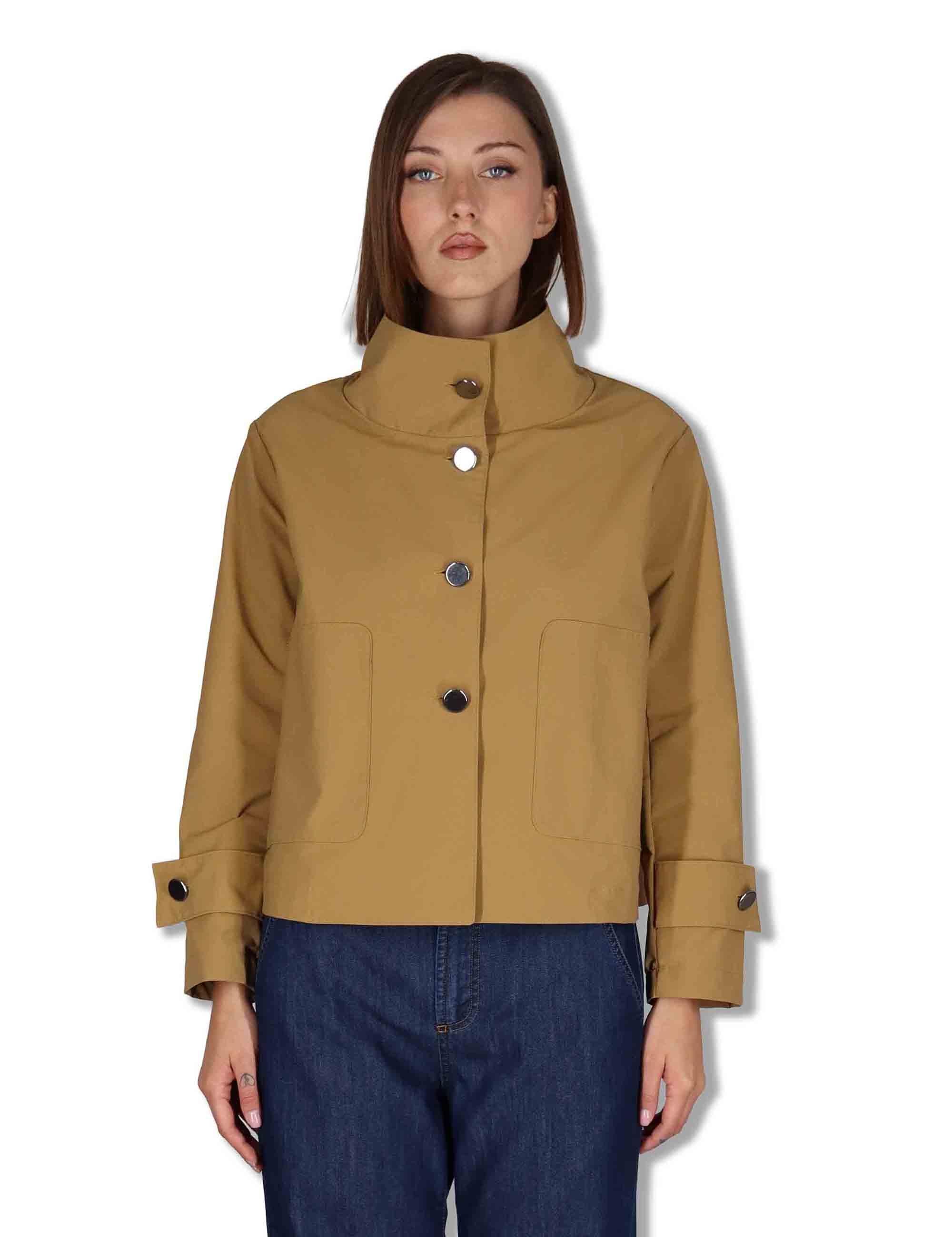 Giubbotto donna Montelupo in tessuto cammello con bottoni in metallo 50260018 034 Ewooluzione 