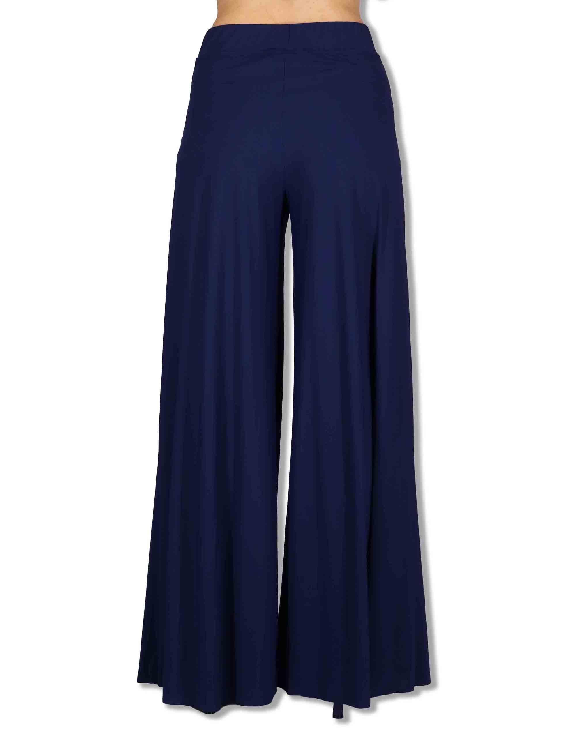 Pantaloni donna Soft in Jersy blu con gamba larga ed elastico in vita JH011770210 80043 Maliparmi 