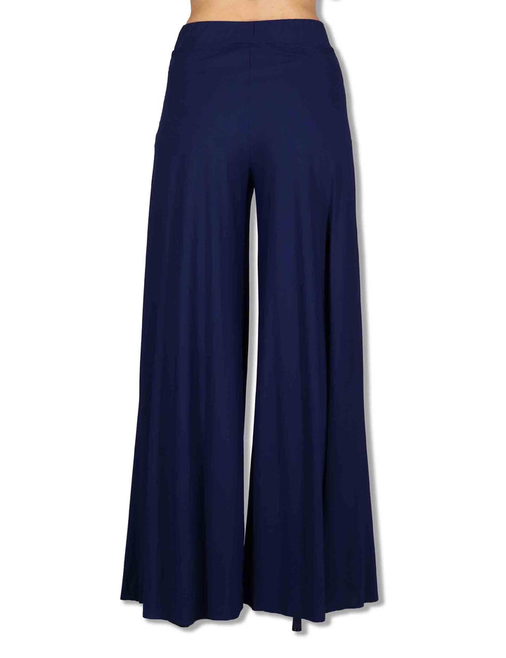 Pantaloni donna Soft in Jersy blu con gamba larga ed elastico in vita JH011770210 80043 Maliparmi 