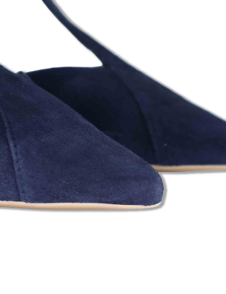 Decollete slingback donna in camoscio blu con tacco alto e cinturini regolabili LETON KS OCEAN Unisa 
