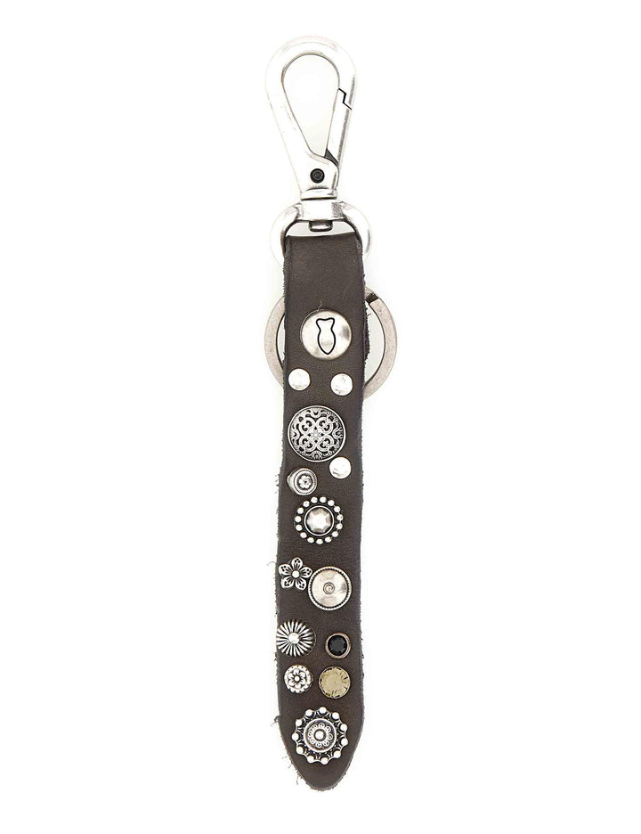 Portachiavi con strass e fiori in pelle taupe C043210ND X2876 C0552 Campomaggi 
