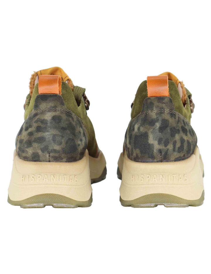 Sneakers donna in camoscio verde e suola alta in gomma CHI254320 C002 Hispanitas 