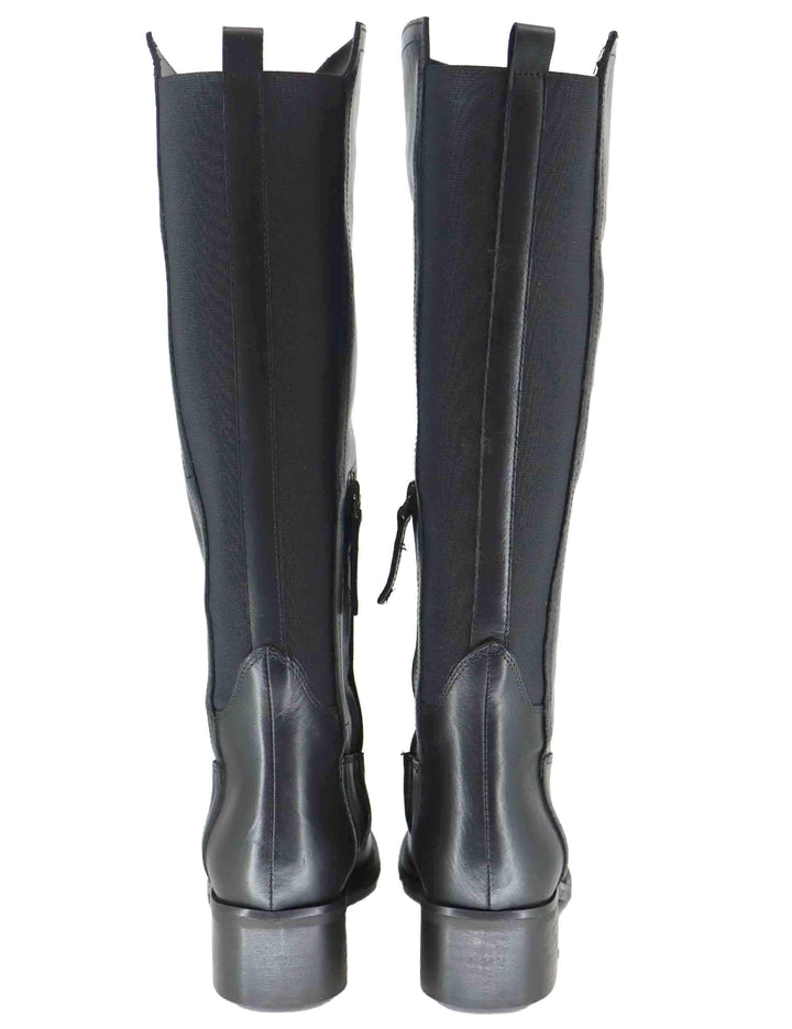 Stivali donna in pelle nera con tacco basso e fascia elastica posteriore SPST514 001 Spatarella 