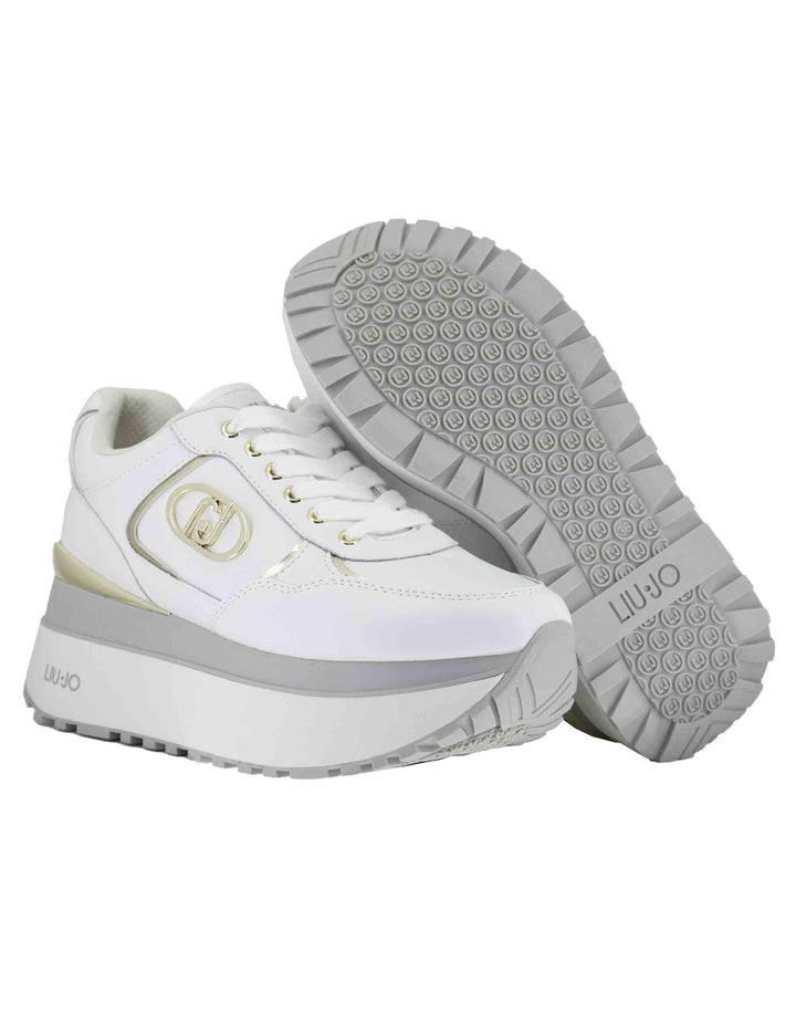 Sneakers Maxi Wonder Plus 01 in pelle bianca con zeppa alta in gomma BF5011P010201111 White Liu-Jo 