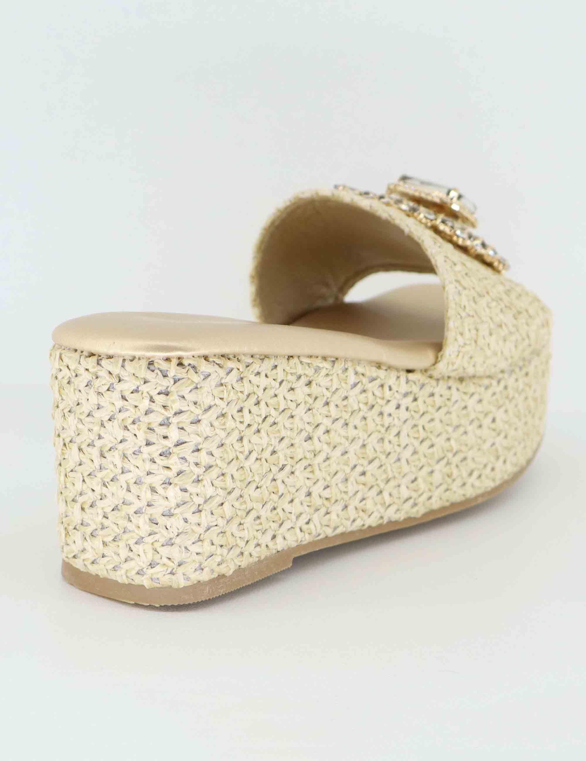 Sandali donna in rafia naturale con gioiello U439W06374A0 230106-3 Exe 