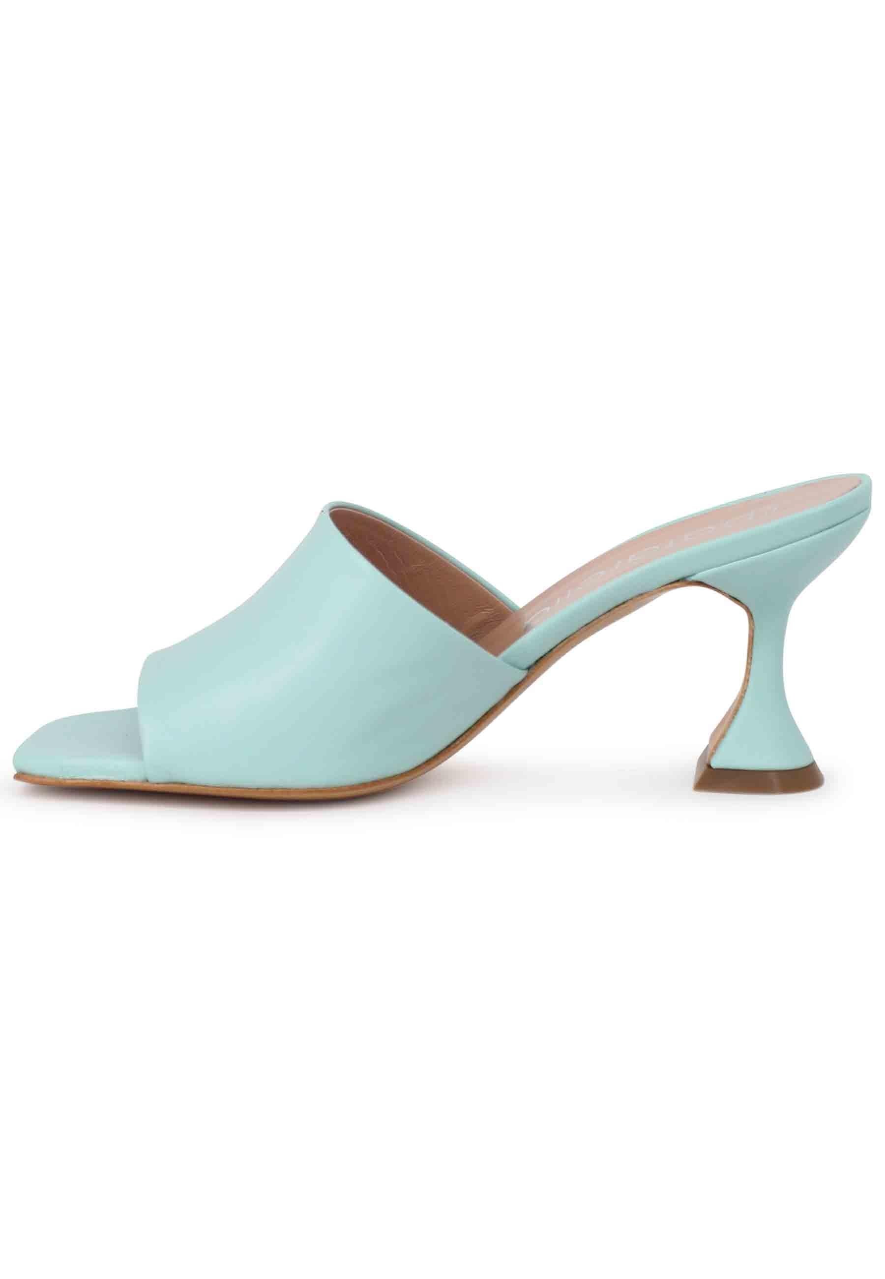 Sandali donna in pelle verde con tacco alto e punta quadra SPL35 025 Spatarella 