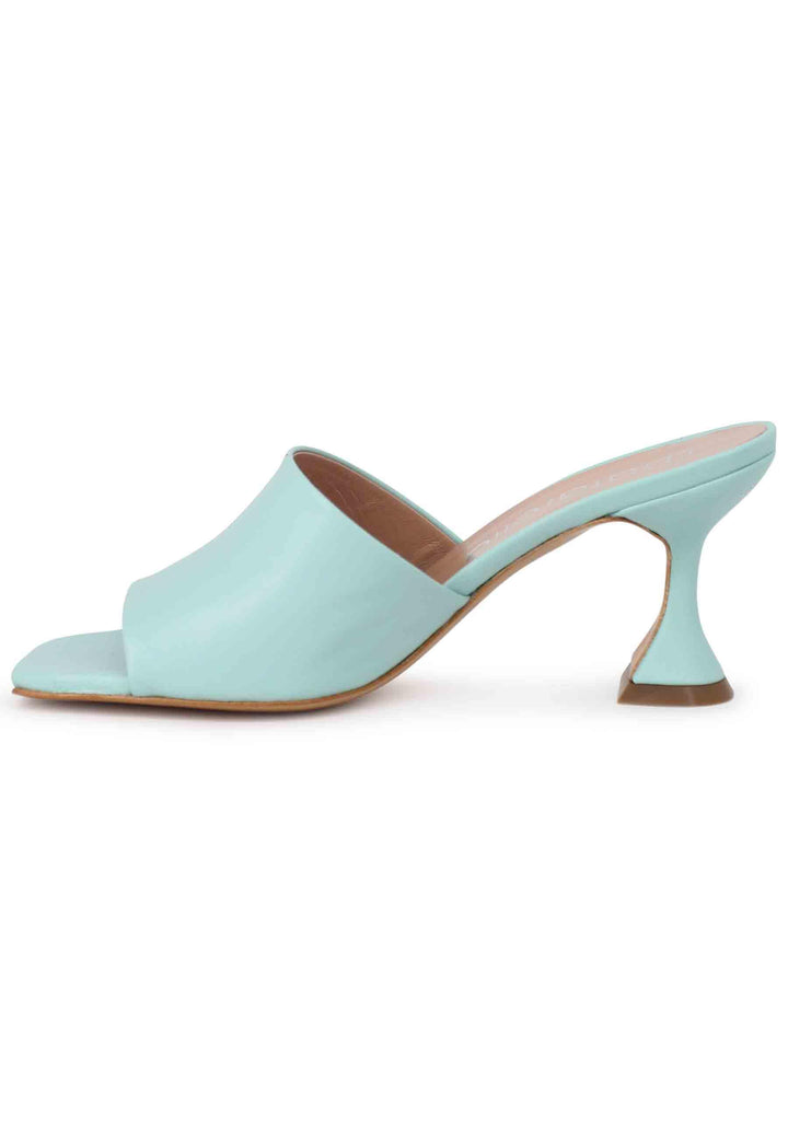 Sandali donna in pelle verde con tacco alto e punta quadra SPL35 025 Spatarella 