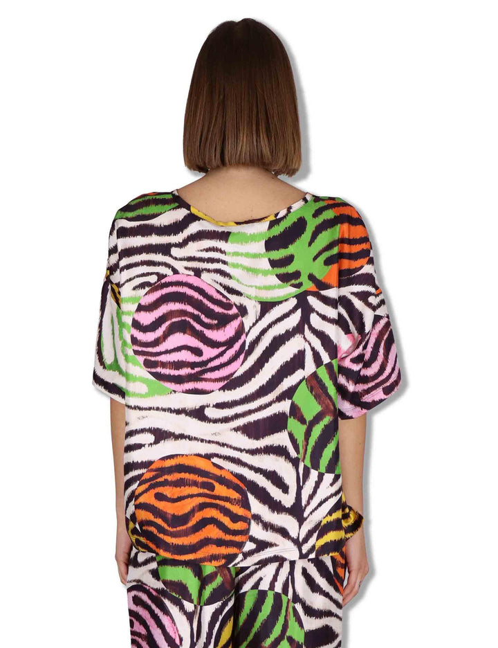 Camicie donna Collection Print in seta bianca a fantasia con maniche a 3/4 JM559031027 B1141 Maliparmi 