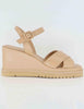 Women's beige leather sandals with high wedge Women BL5302X 017G
