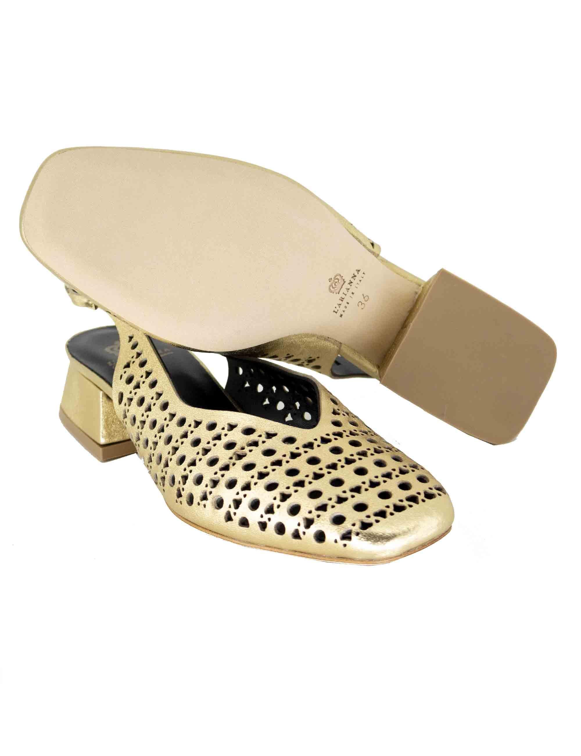 Slingback donna in pelle oro forata CH2525/G 032 L'Arianna 