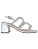 Women's Silver Leather Quail Slingback Sandals with Rhinestones 958Z00HG 01-PLATA