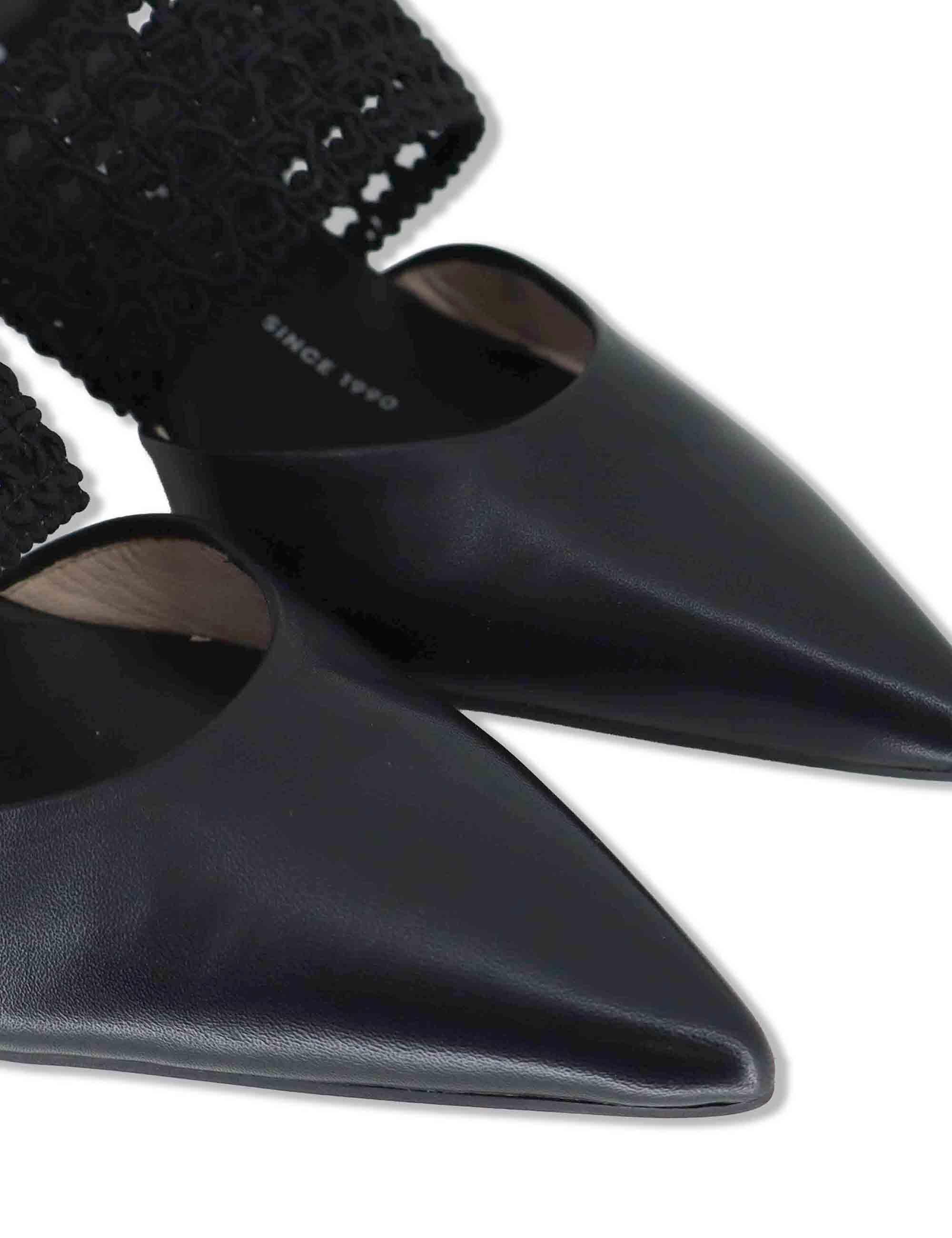 Decollete slingback donna in pelle nera con tacco alto e cinturino elastico HV264779 BLACK Hispanitas 