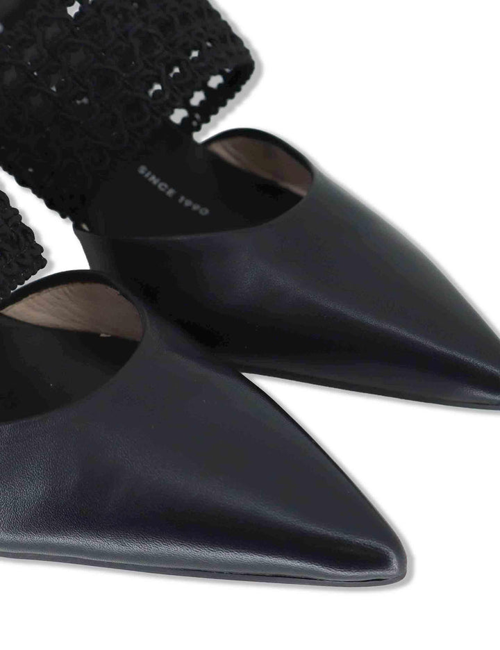 Decollete slingback donna in pelle nera con tacco alto e cinturino elastico HV264779 BLACK Hispanitas 