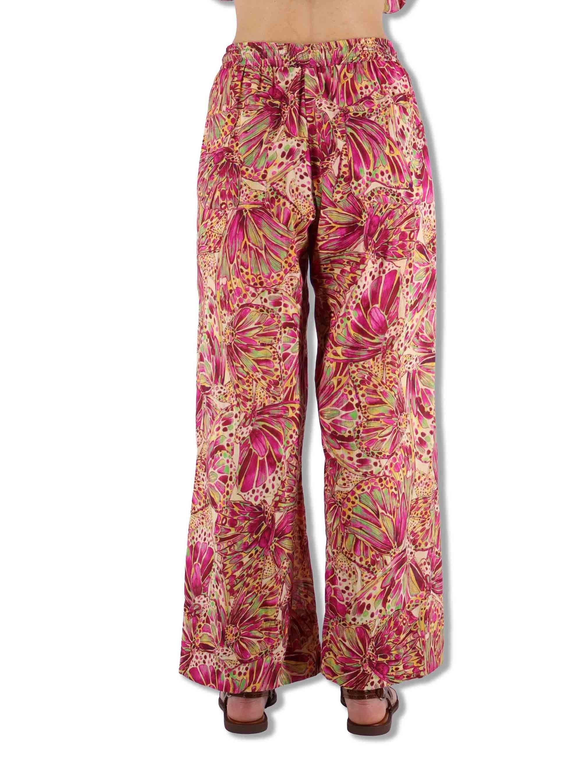 Pantaloni donna Sweet Butterfly in leggero cotone a fantasia rosso JH805415217 B7008 Maliparmi 