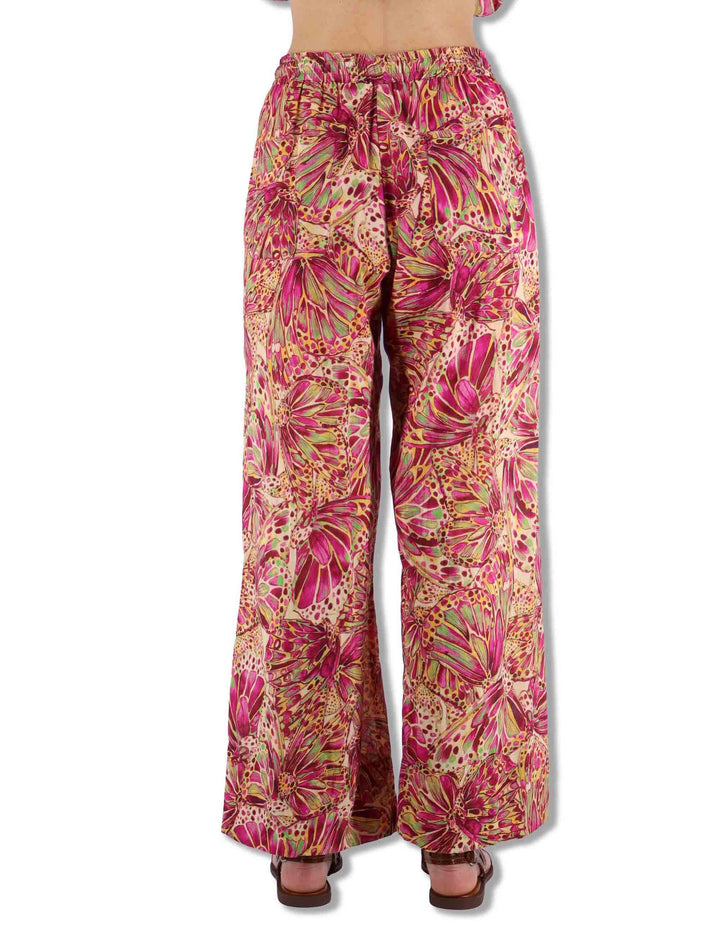 Pantaloni donna Sweet Butterfly in leggero cotone a fantasia rosso JH805415217 B7008 Maliparmi 