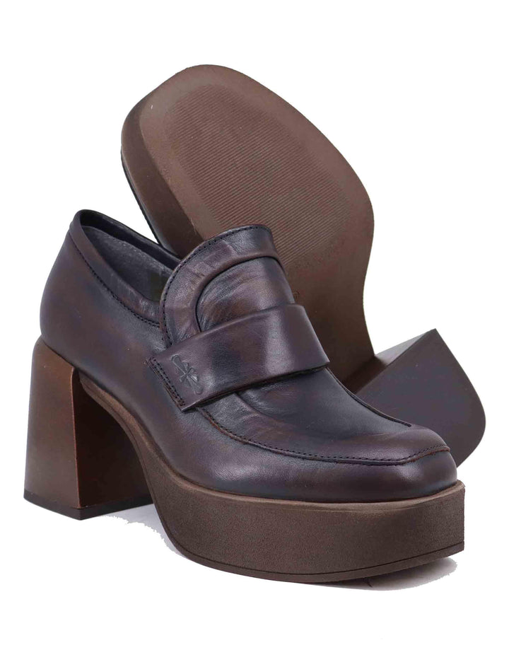 Mocassini donna in pelle testa di moro tacco alto LORY 014 Patrizia Bonfanti 