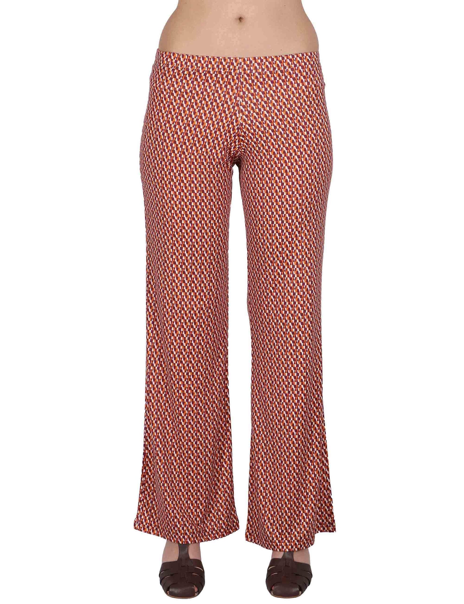 Pantaloni donna Fluid Pants in Jersey a fantasia arancione con elastico in vita JFAPN0001-E2747-1245 2102 Justmine 