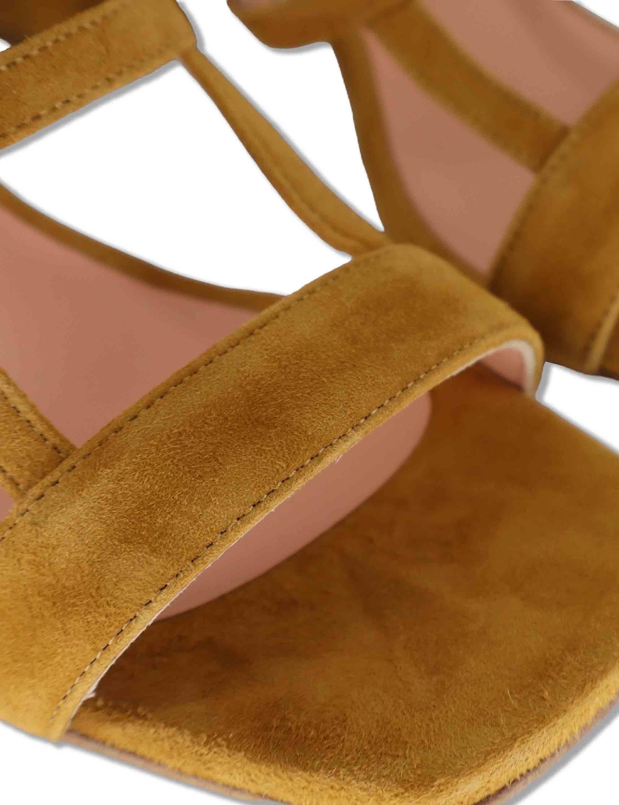 Sandali donna in camoscio cuoio con tacco alto e cinturino alla caviglia SP2523 014 Spatarella 