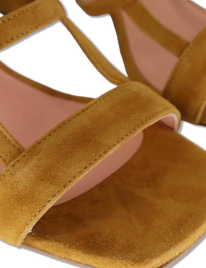 Sandali donna in camoscio cuoio con tacco alto e cinturino alla caviglia SP2523 014 Spatarella 