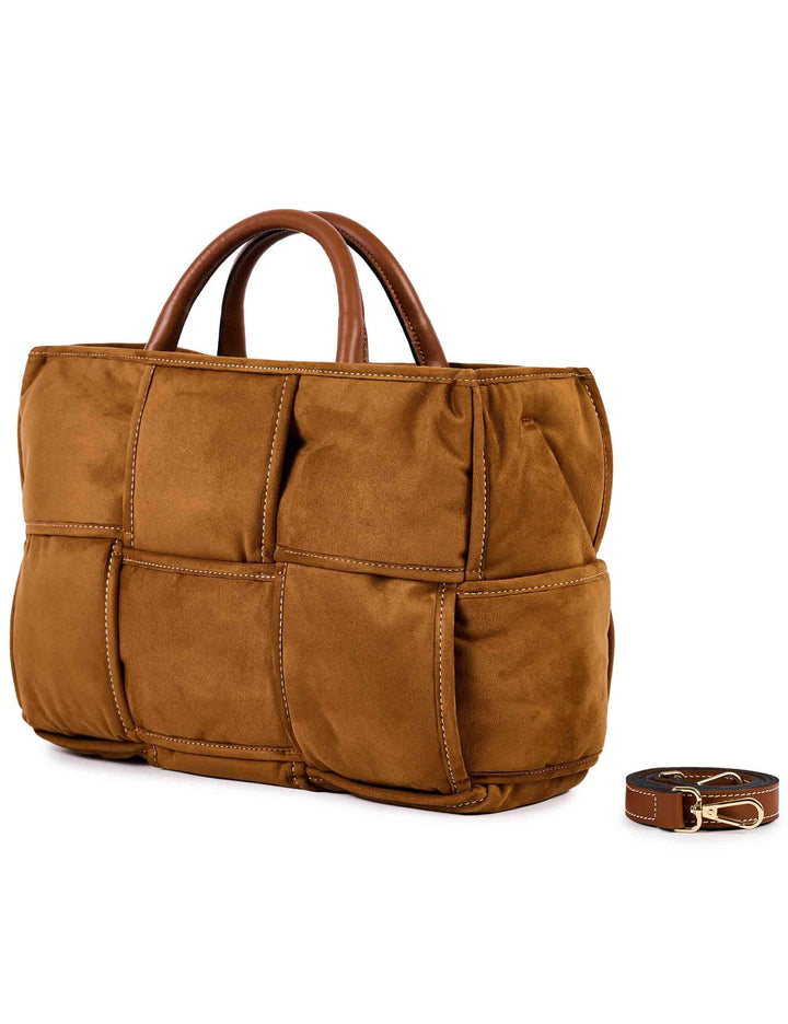 Borse donna in camoscio cuoio intrecciato con doppi manici e tracolla DEMI G02 Via Mail Bag 