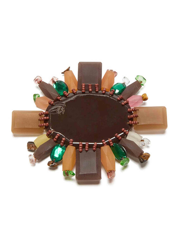 Spille donna Rays of Elements in perle di vetro marroni e pelle TS011391247 40C99 Maliparmi 