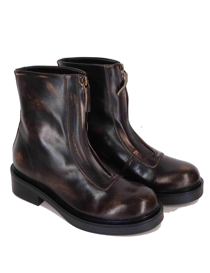 Stivaletti donna in pelle marrone con suola in gomma SPA7100 014 Spatarella 