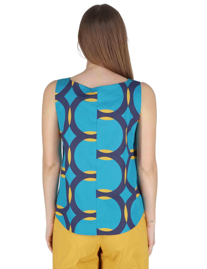 Top donna Tank Blouse in contone turchese con fantasie geometriche JABCM0001-F1380-1243 6005 Justmine 