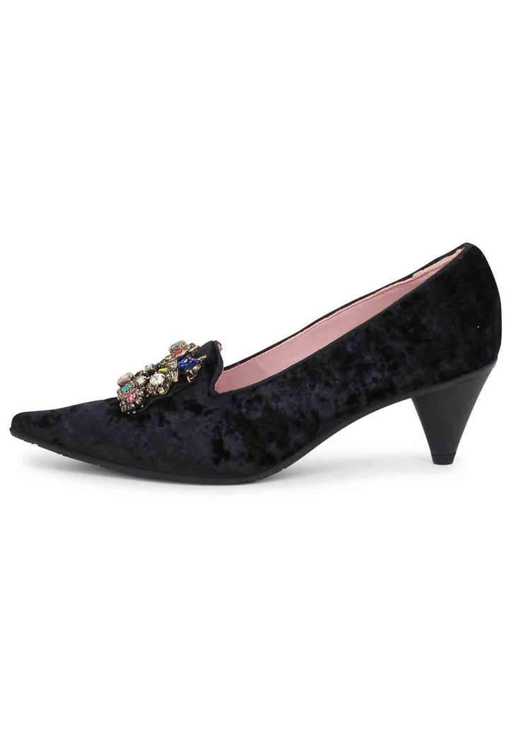 Decollete donna a in velluto nero con fibbia gioiello 7325 001 Ras 