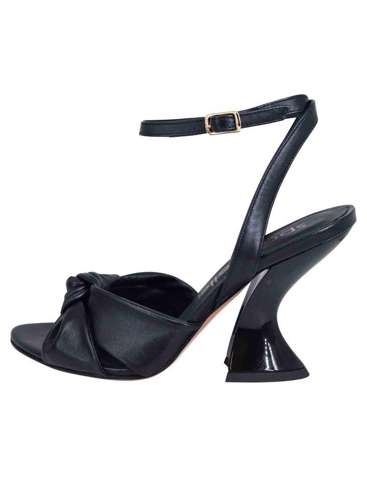 Sandali donna in pelle nera con tacco alto e cinturino alla caviglia SP896 001 Spatarella 