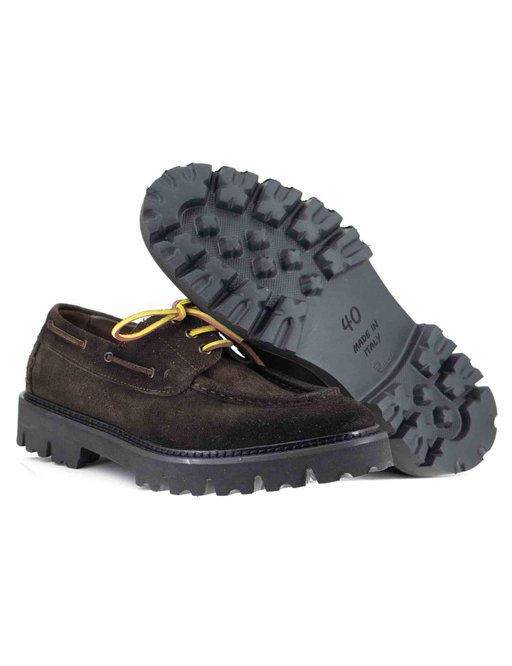 Stringate uomo in camoscio ingrassato marrone con suola carrarmato SP1982 014 Spatarella 